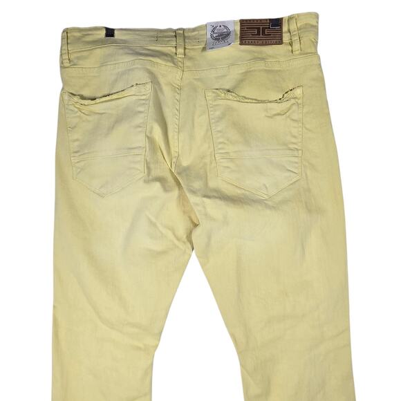 Jordan Craig Ross Fit Jeans 36x32 Yellow Distressed Skinny Taper Stretch Denim - Picture 10 of 13